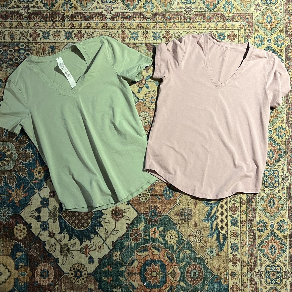 lululemon athletica V-Neck Tops in Green and Pink
